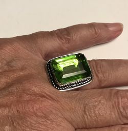 Free Shipping.  Peridot 925 Sterling Silver Ring 