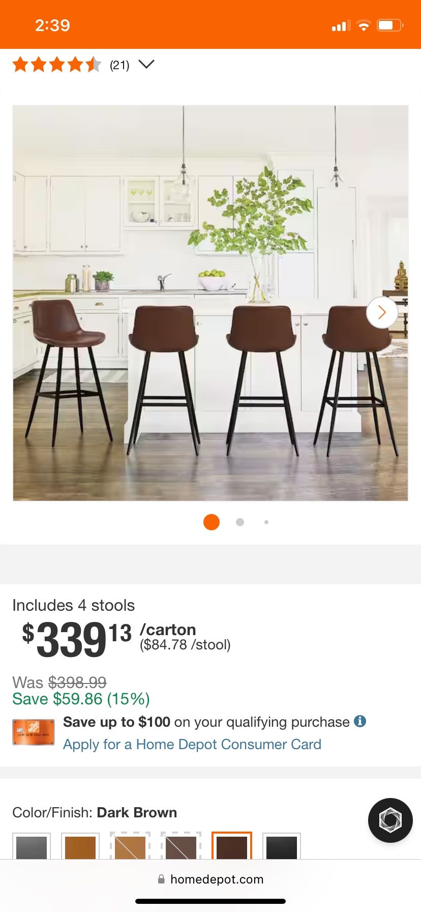  Brand New  Set Of 4 Bar Stools For $140 