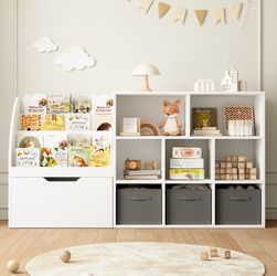 Kids Bookshelf and Toy Storage Organizer
