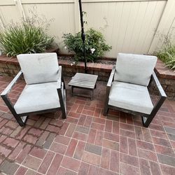 (3) Piece Outdoor Set - Christopher Knight Chairs + Table