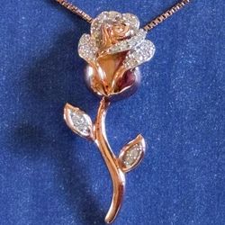 Enchanted Disney Rose Pendant Necklace NEW