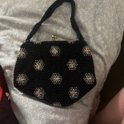 Vintage Black Beadded Evening Bag