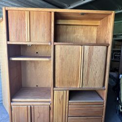 Large, Solid Oak Entertainment Center
