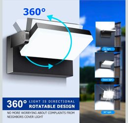 LED Outdoor Wall Lights, 4800LM, 360° Adjustable, 3 Color Modes, IP66 Waterproof, Security Wall Pack Flood Lights for Garage, Porch, Patio, Black