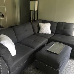 L Shape Sectional Sofa Couch With Ottoman (Available For Same Day Pick Up) 