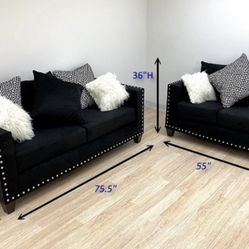 New Black Sofa And Loveseat 