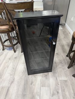 Black Wood Cabinet with Glass Door
