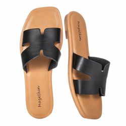 Mazeskin Black Slide Sandals