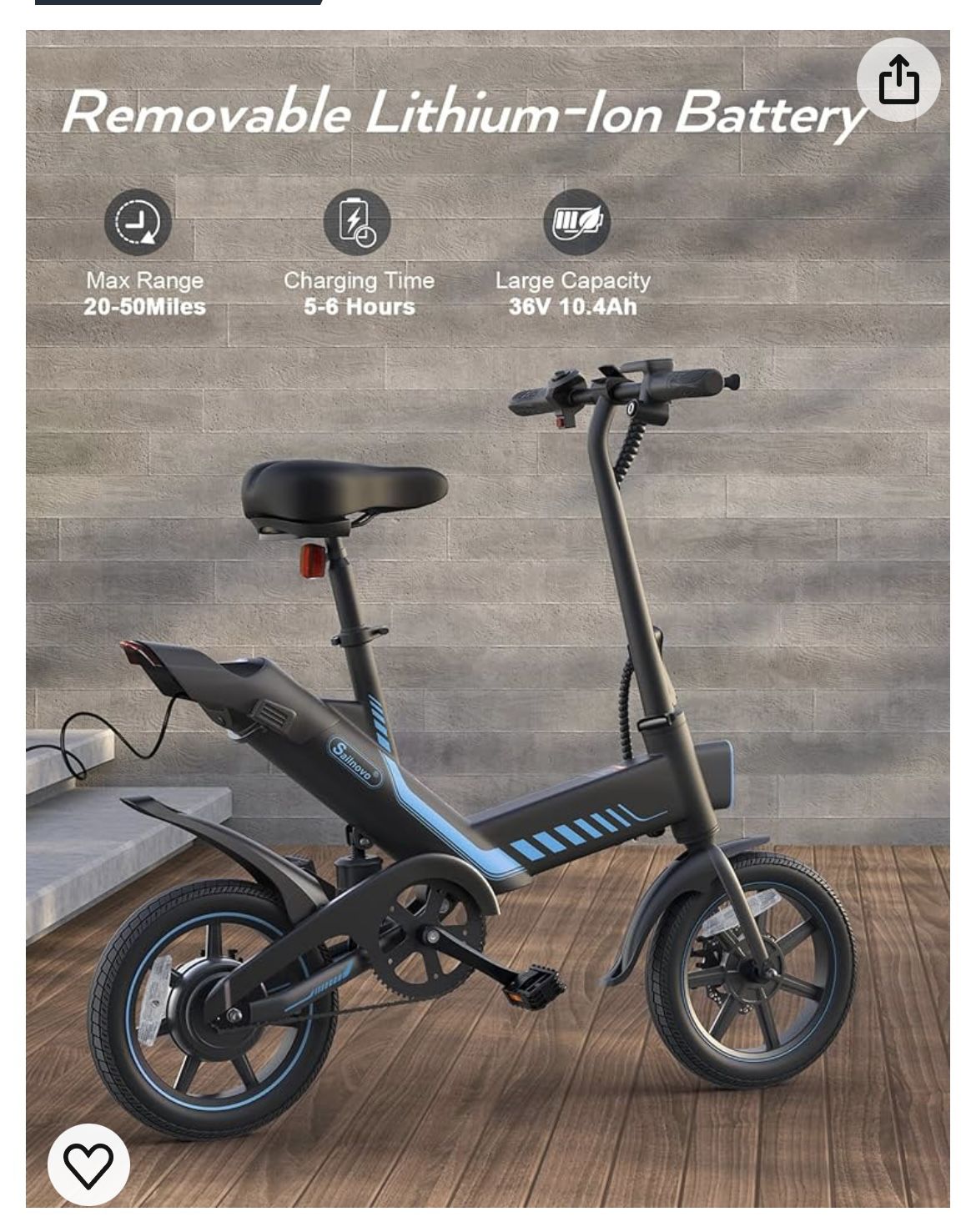 Electric Bicycle, 14'' Electric Bike for Adults and Teenagers Ebike with 18.6MPH Waterproof Folding Electric Bike with 36V 374WH Lithium-Ion Battery T