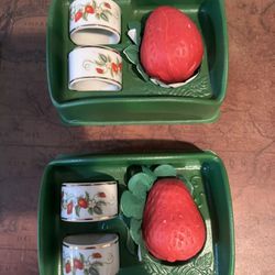 Vintage Avon, Strawberry Print Napkin Rings and Strawberry Guest Soap