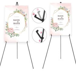 Easel Stands, 2 Pack, Black Foldable Easel Stands
