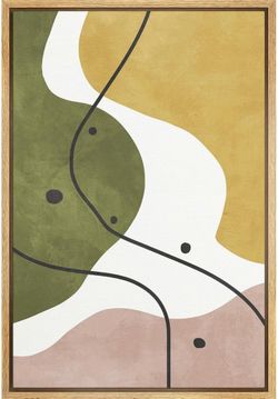 Canvas 16x24 Wall Art Geometric Mid-Century Pastel Waves Abstract Shapes Modern