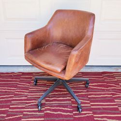 West Elm Helvetica Full Grain Leather Swivel Office Chair
