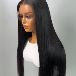 30-Inch Straight 100% Human Hair Lace Front Wig