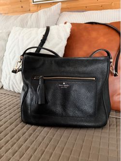 Kate Spade New York black pebbled leather hobo bag