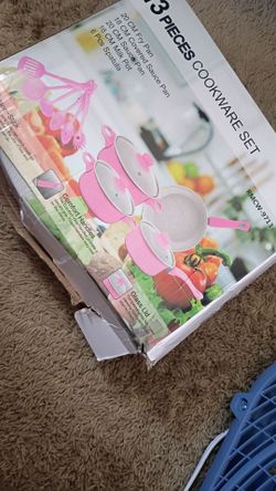 13-Piece Pink Non-Stick Cookware Set