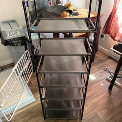 7 Tier Metal Structure Free Standing Shoe Rack for Small Space Entryway, Bedroom, Closet,