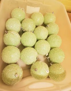 17 lime green texted Christmas ornaments