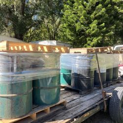 Filled With Paint Barrows Free, Trailer Not For Sale I Think Paint Is Old And Blue