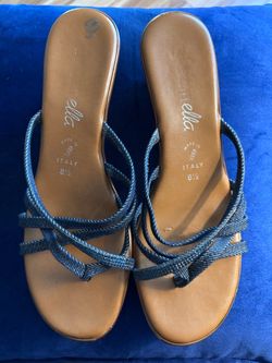 Wedge Strappy Sandals, Blue