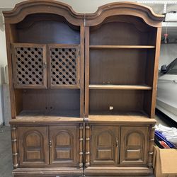 FREE!!!Two Solid Wood Cabinet Bookshelves Pickup By March 1st
