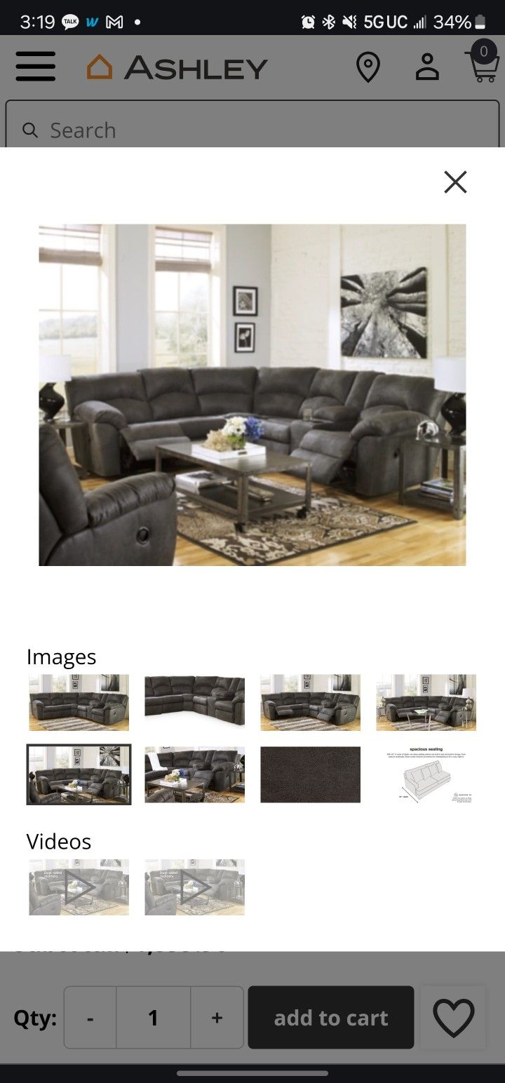 Ashley Reclining Seat (5seat, 2 Reclining)
