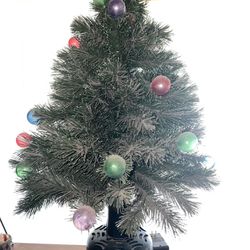 Fiber Optic 3 FT Rotating Christmas Tree With Twinkling Light Bulbs