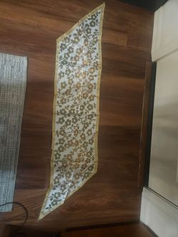 Scarf Golden Yellow Floral Pattern Nylon/Polyester 1970s