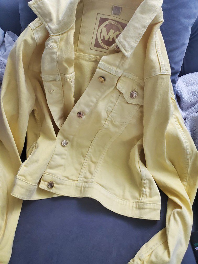 Michael Kors Denim Jacket Yellow Large Size Like New