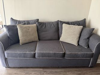 Gray 3-Seat Sofa with Accent Pillows