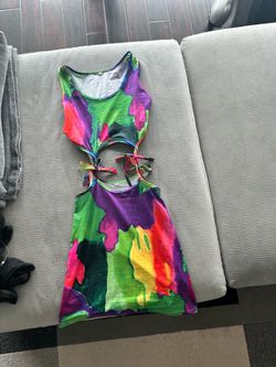 Multi-Color Cut-Out Mini Dress Size M/L