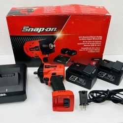 Snap On 3/8" Stubby 18V Cordless Impact Wrench CT9038K2 2x 5 Ah Batteries Charger MINT