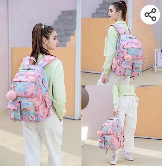 Laptop Backpacks 15.6 Inch School Bag College Backpack Anti Theft Travel  Daypack Large Bookbags for Teens Girls Women Students (Pink)
