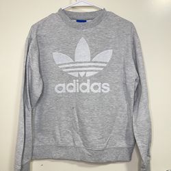 Adidas Originals Women’s Double Logo Crew Neck Sweatshirt Gray (Size Small)