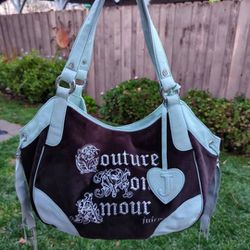 Juicy Couture Y2K Couture Mon Amour Brown&Blue Hobo Shoulder Bag

