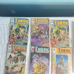 Vintage Valiant Turok Dinosaur Hunter Comic Book Lot Of 6-#1,2,3,4,5 