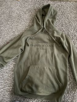 Quarantine hoodie, green, medium