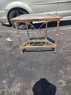 Vintage French vanity table with glass panel