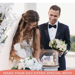 Homevec Premium 10" Rose Gold Wedding Card Box with Lock - Copper Terrarium Glass Card Box for Reception, Honeymoon Fund, Baby Shower, Graduation or S