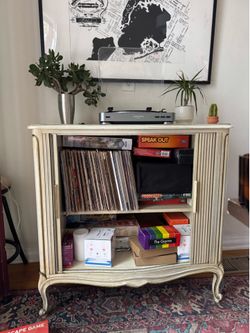 Vintage French Provincial Fluted Credenza / Sideboard Cabinet — Distressed Cream Finish — $250 OBO