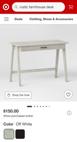 Paulo Wood Writing Desk with Drawer Weathered White - Threshold
