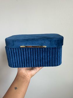 Blue Velvet Storage Box with Gold Clasp