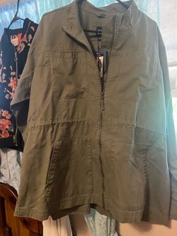 Olive Green Zip-Up Utility Jacket