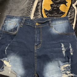 Ripped Denim Shorts