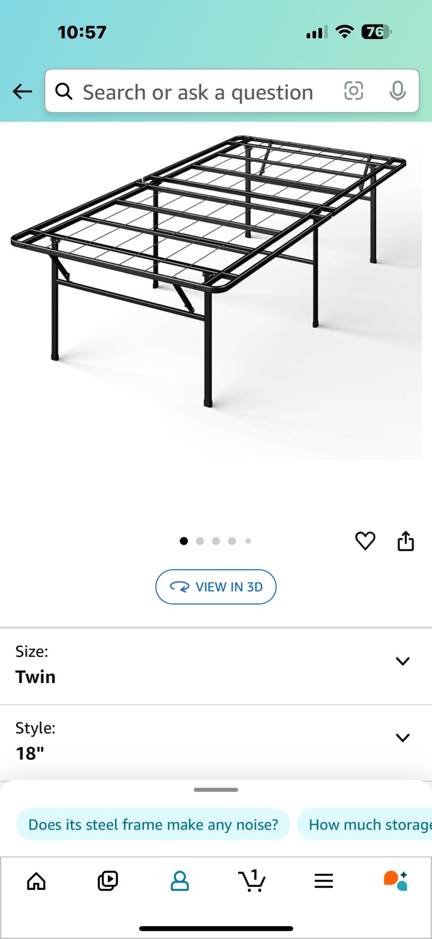 Twin Bed Frame 18” Height