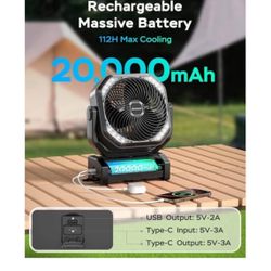 Portable Camping Outdoor Tent Fan And Battery 