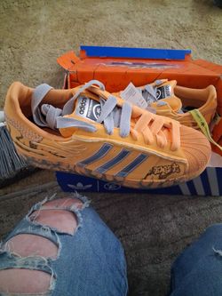 Adidas Superstar Orange Graphic Sneakers