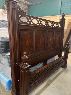 King size solid wood bed includes headboard footboard rails 499