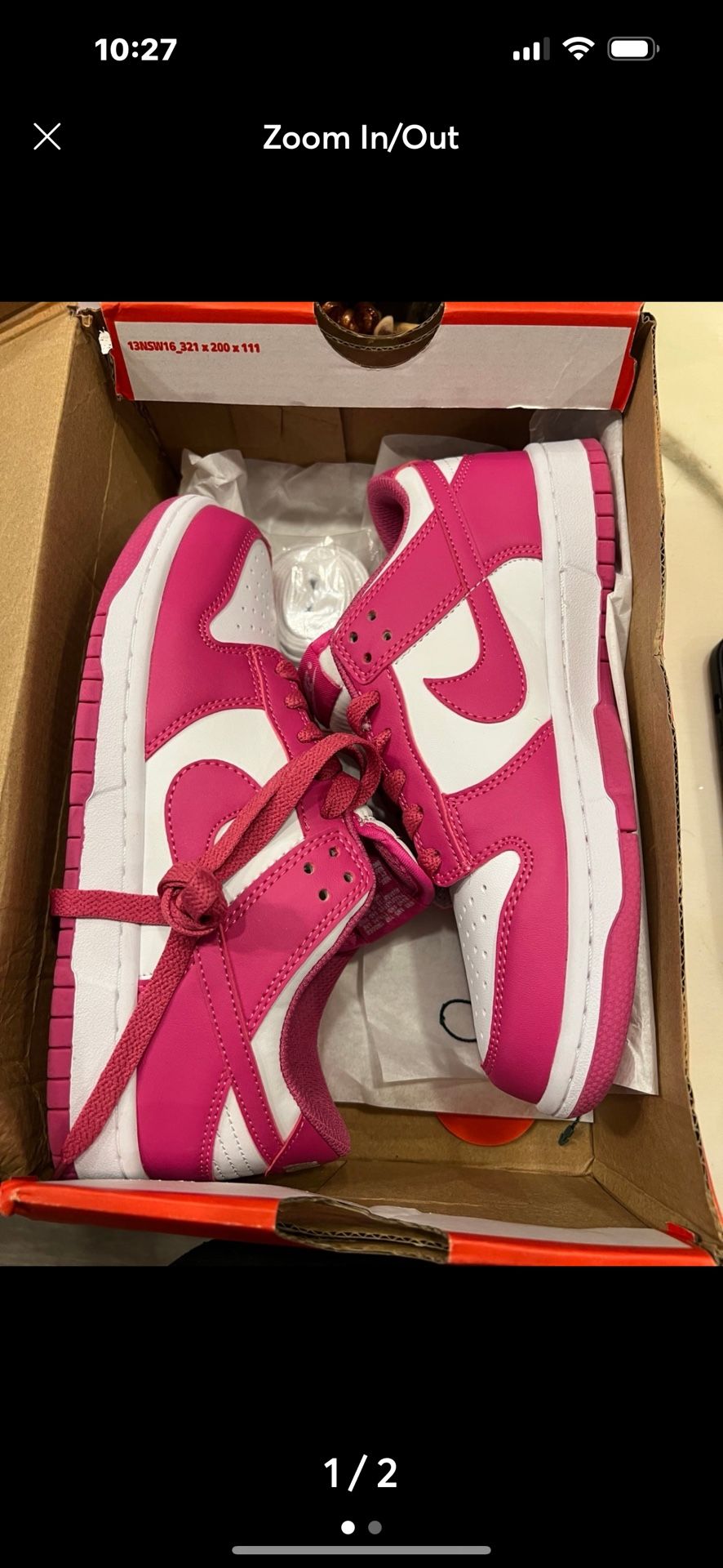 pink and white dunks size 7