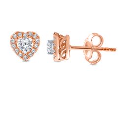 Real 10K Rose Gold Diamond Earrings 